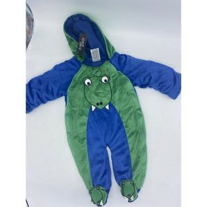 Club House Baby Sleeping Dinosaur Soft Thick Pajama Size 3-6 Months Green Blue